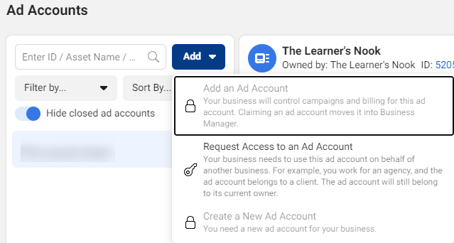 A verified Facebook Advertising Account with business ad account setup