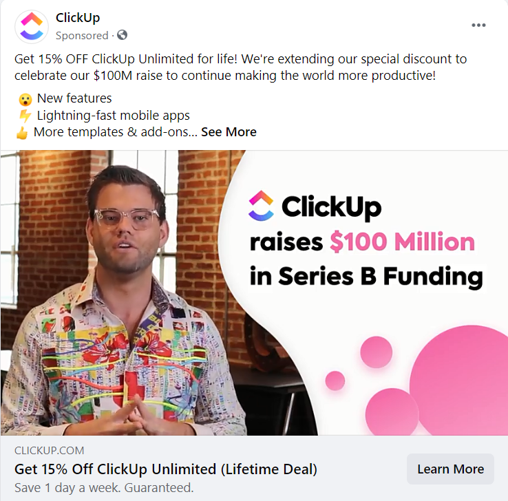 ClickUp lifetime deal ad