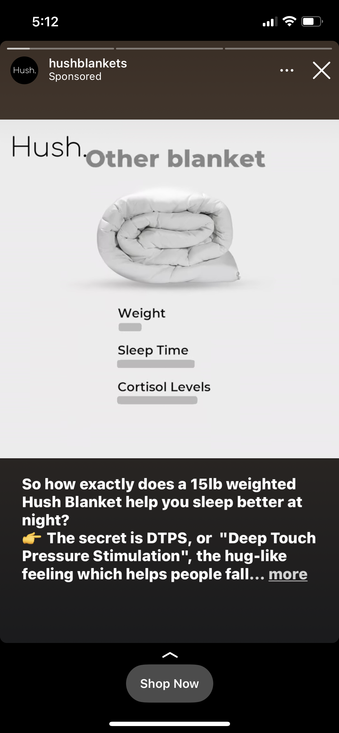 Instagram ad design Hush Blanket