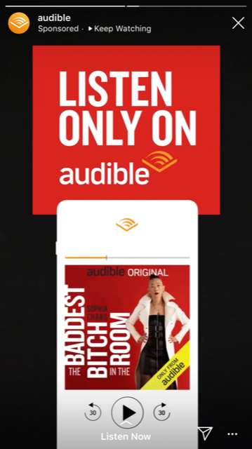 Instagram Story Audible ad