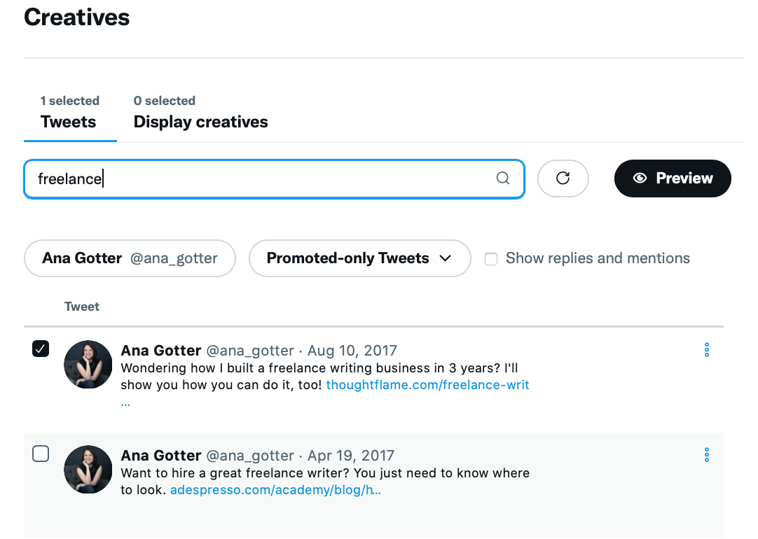 Twitter ads campaign choosing creatives  | AdsTargets