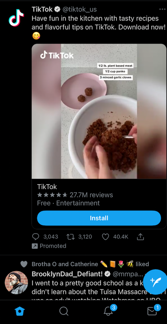 Twitter ad for mobile 