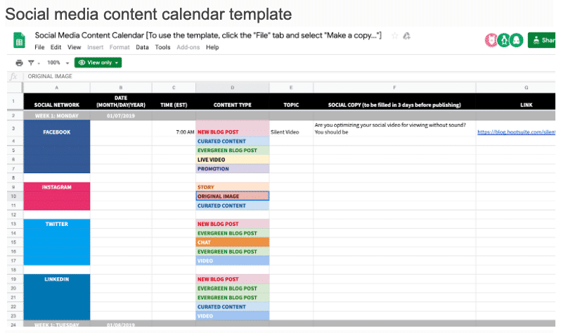 Social Media Calendar for  Sellers - Social Media Calendar